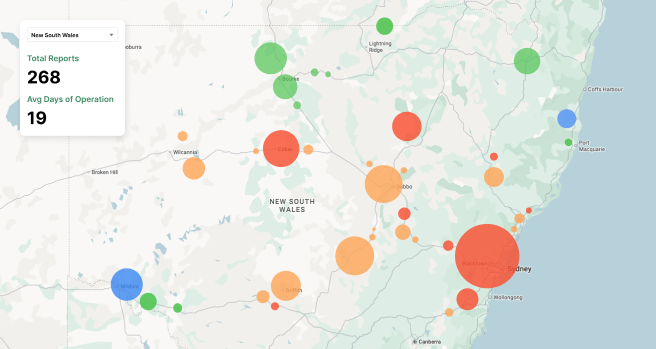 Atralis alerts and reporting map interface